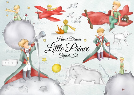 The Little Prince Clipart Set with Watercolor Background,20 Transparent Png Images,Instant Download,for Baptism,Baby Shower, Birthday Party Il_570xn