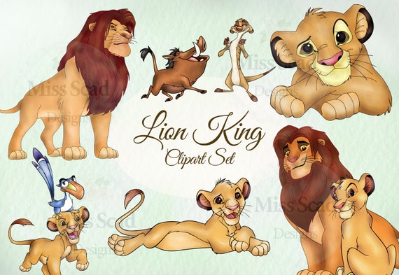 Cute Lion Hand Drawn Clipart Set, Lion PNG Elements, Instant Download, Cute Jungle Animals , Baby Shower, Birthday Lion Party Printables Il_570xn