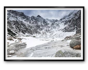 Imprimer Lac gelé dans les montagnes des Tatras « Morskie Oko » Paysage Fine Art Imprimé Encadré Toile Non encadrée Mur Art Home Decor Alpine Uk Vendeur