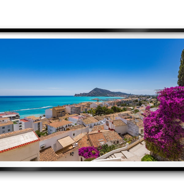 Print of Skyline White City of Altea in Costa Blanca, Spain at Sunny Day Travel  Photo Fine Art Print  Framed or Unframed Wall Decor Art