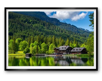 Jagersee Austria Photography Print, Alpine Lake Mountain Landscape Wall Art
