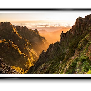 Print or Canvas Sunrise in Pico do Areeiro in Madeira, Portugal. Mountains Landscape Photography.  Art Print Framed or Unframed