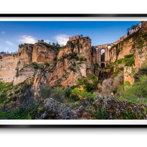 Print of Ronda Mountaintop Town in Malaga, Spain Andalusia Province . Fine Art Photo Print . Framed or Unframed Wall Decor Art Skyline Photo