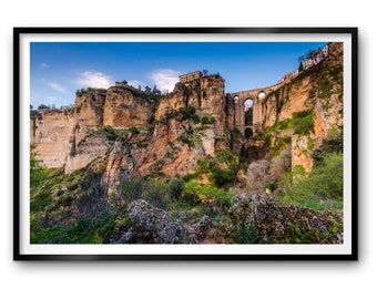 Stampa fotografica di Ronda, Spagna, arte murale della gola di Puente Nuevo, Andalusia
