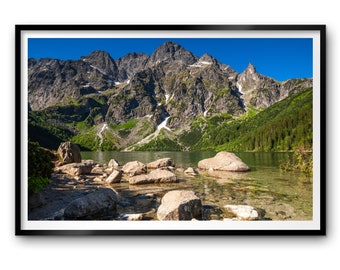 Print Alpine Lake in Tatra Mountains "Morskie Oko" Nature Landscape Canvas Fine Art, Framed Photo, Unframed, Wall Art, Home Decor UK Seller