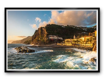 Ponta do Sol Madeira Photography Print, Portugal Coastal Cliff Town Wall Art