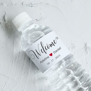 Custom Waterproof Wedding Water Bottle Labels, Self Adhesive Welcome Water Bottle labels, Personalized Wedding Welcome Water Bottle Label