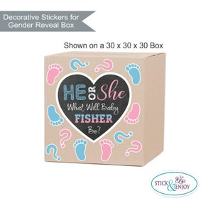 Gender Reveal He or She Balloon Box Decor Stickers, He or She Heart and ...