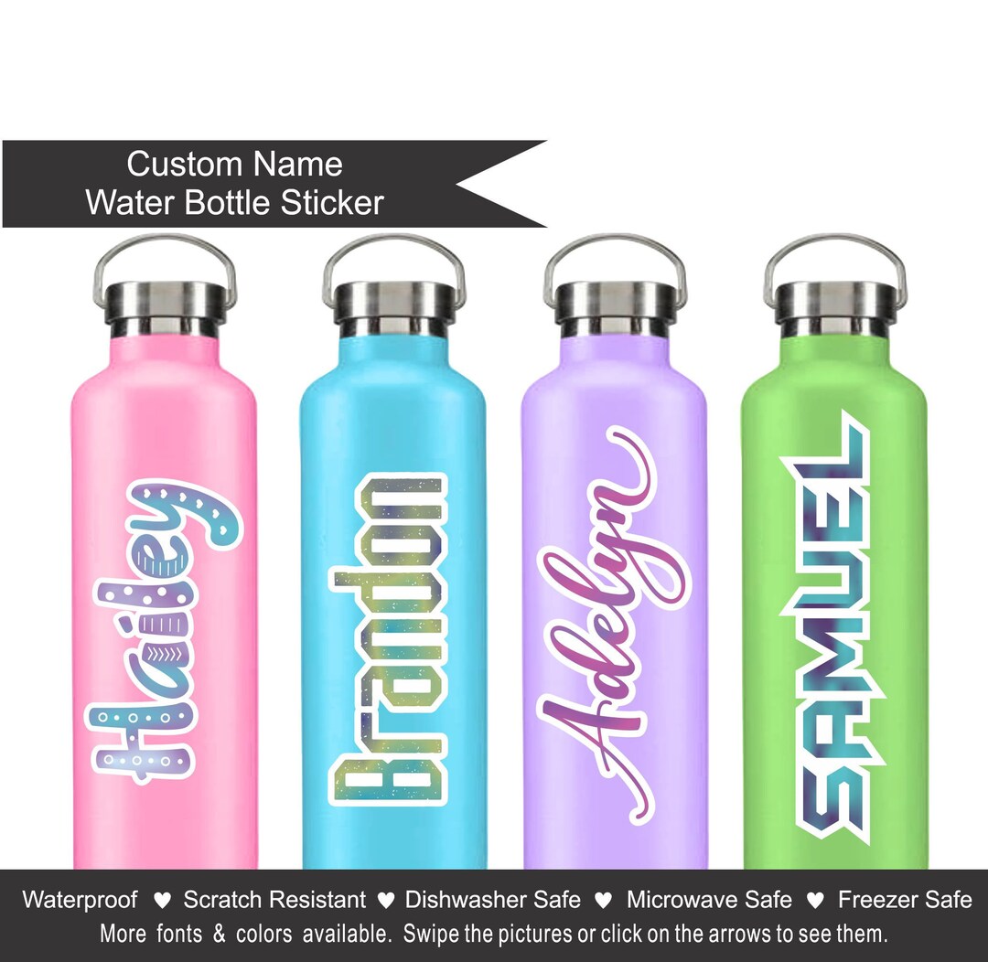 Custom Name Waterproof Sticker - Water Bottle Sticker - Vinyl Name ...