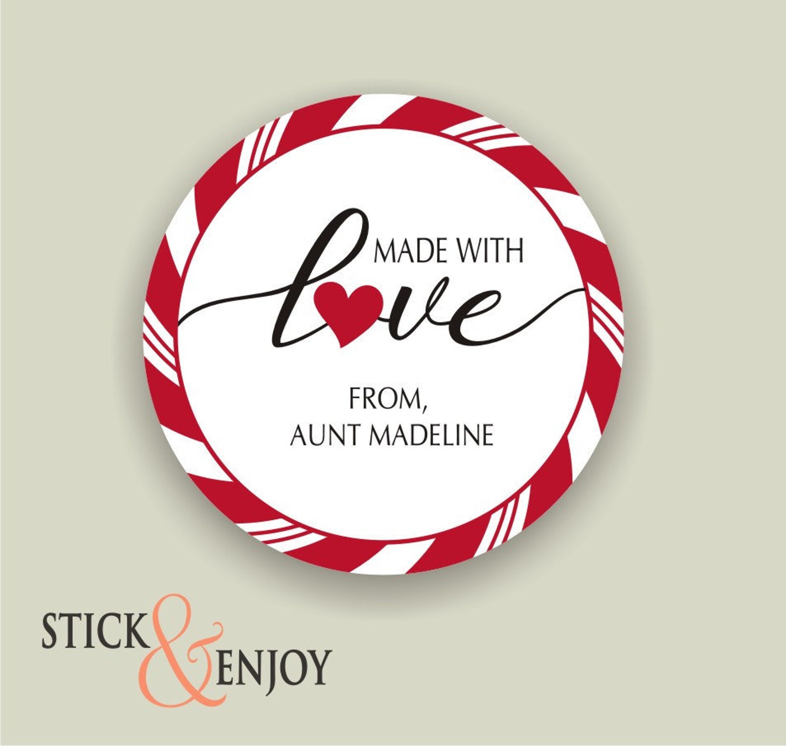 Made With Love Labels Personalized Stickes Waterproof Etsy
