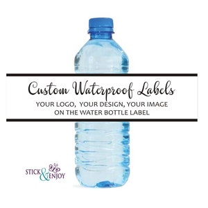 Custom Waterproof Water Bottle Labels, Self Adhesive Water Bottle labels, Custom Design Water Bottle Labels, Personalized Image Stickers