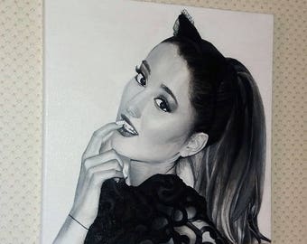 Ariana Grande, hand painted portrait on canvas,acrylics.