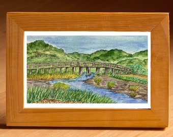 Wellfleet Cape Cod, Watercolor Print, Ink Sketch ,Uncle Tim's Bridge Path, Wall Art, Office Art, Summertime, Massachusetts, Cape Painting