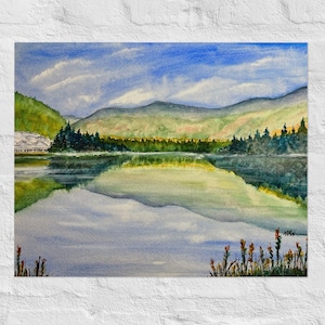 Kinsman Notch, Teichspiegelung, New Hampshire - Aquarell Kunstdruck