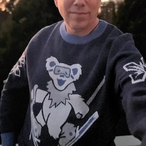 Skiing Bear Pullover Jam Band gestrickt Rundhalsausschnitt Skibekleidung