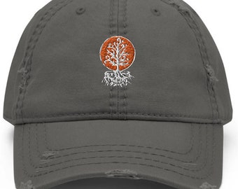 Tree of Life Death, Distressed Dad Hat, Adjustable Velcro, Sport Baseball Cap, Hiker, Summer Sports Gift