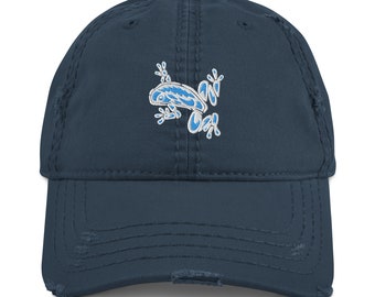 Tattoo Style Frog Distressed Dad Hat