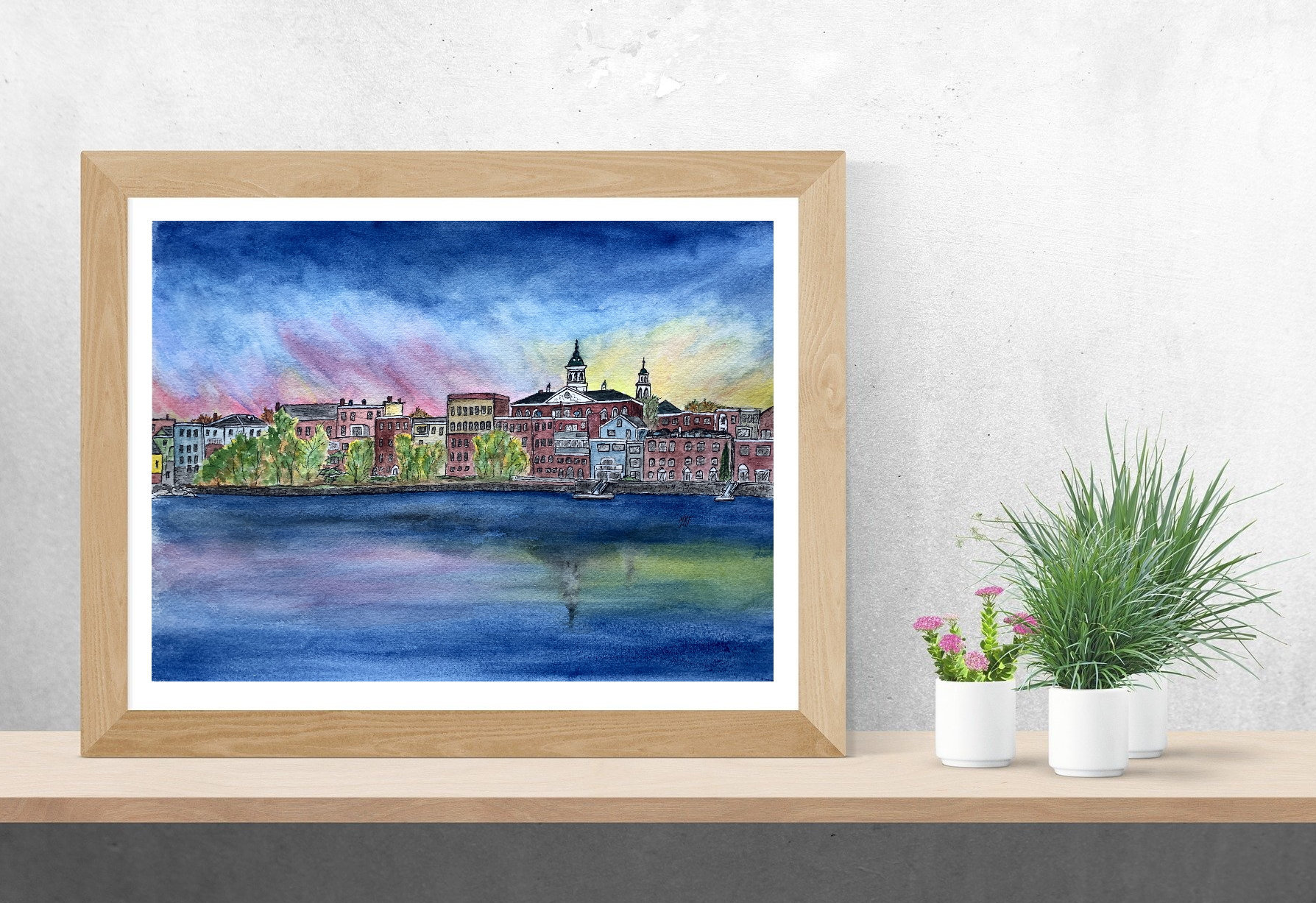 Exeter Skyline NH Watercolor Painting Art Print New Etsy UK