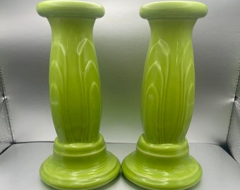 Fiesta Tapered Candlestick Holders (Pair) in Chartreuse