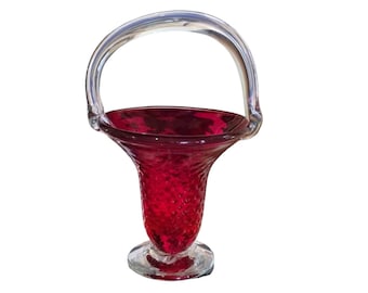 Blenko Handcraft Prototype Ruby Red Basket