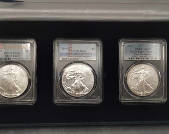 Set of 3 PCGS MS69 Graded Silver Eagles