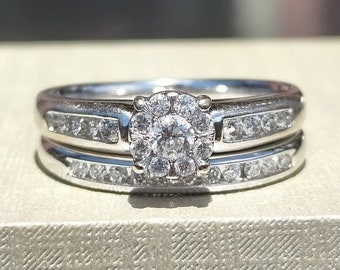 1/2 CTW Round Composite Diamond Bridal Set 10K White Gold Size 7