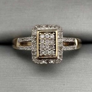 Radiant Shape 1/4 CTW Natural Round Diamond Cluster Ring 10K Two Tone Gold Size 9 1/2