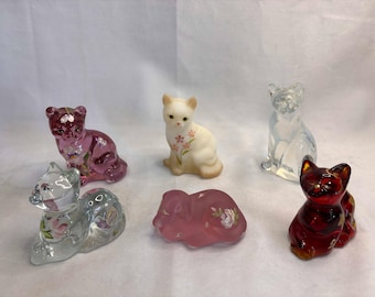 Fenton Carnival Iridescent Pink Winking Alley Cat - Etsy