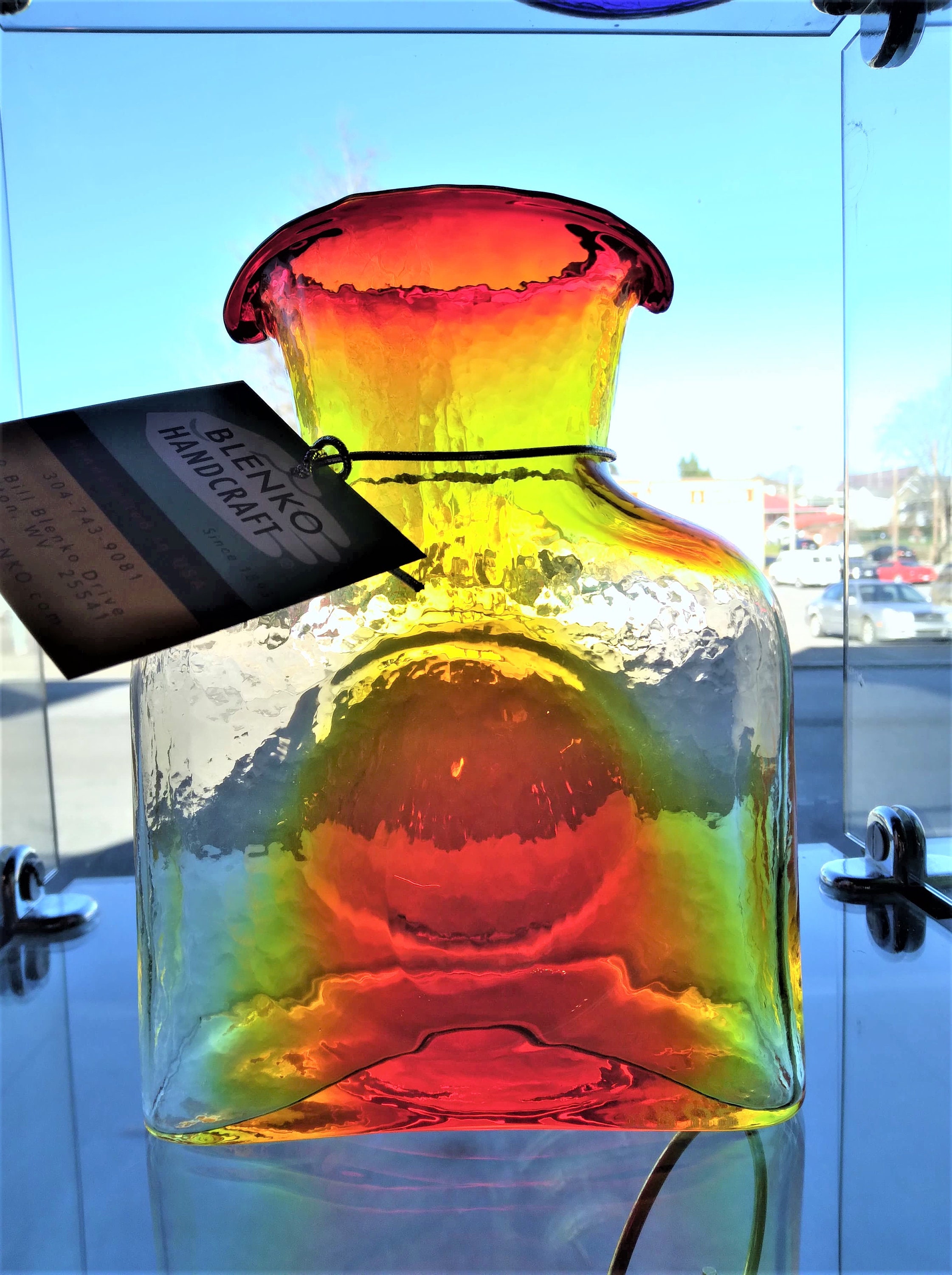 Blenko Glass Water Bottle Cobalt — The Shops at Mount Vernon