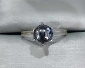 Vintage Natural Black Pearl Ring 10K White Gold Size 6 1/4