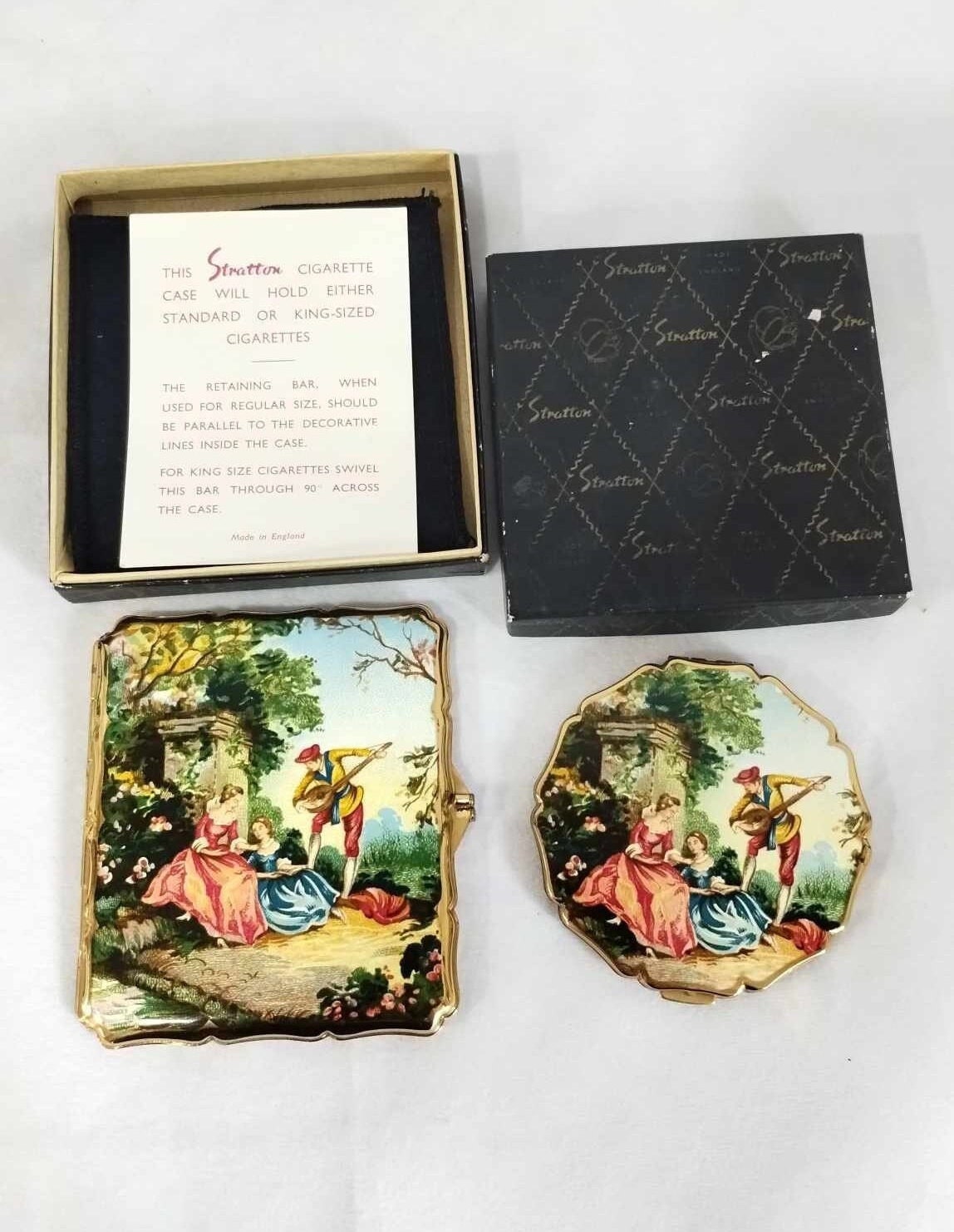 Vintage Stratton Cigarette Case and Compact Powder Mirror