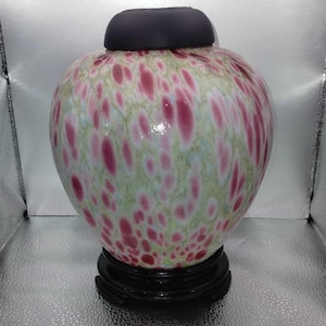 RETIRED Fenton Artist Dave Fetty &quot;Monet&#39;s Garden&quot; Ginger Jar w/ Base & Lid 7 1/2&quot;