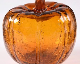 Blenko Glass Co. Handcraft Topaz Crackle Pumpkin