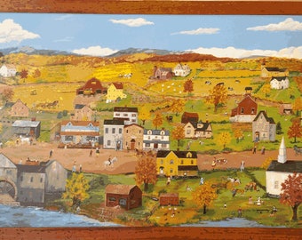 Original Framed Acrylic 'Appalachian Village' by Gail Murphy Art / Wall Hanging
