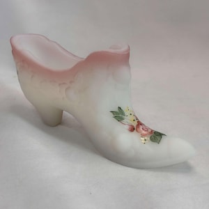Hand Painted Fenton Art Glass Slipper