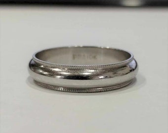 Size 10 - 5mm Wide Solid 10K White Gold Wedding Band