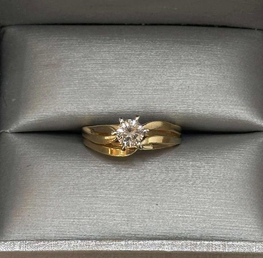 14kt Yellow Gold 1/2 CT Soldered Engagement Set Size 5 1/2