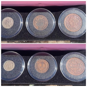 Large Cent, 2-Cent and 3-Cent United States Coin Set