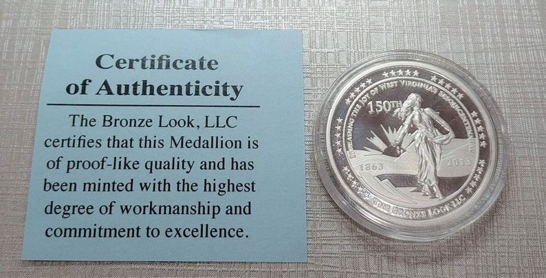 Proof West Virginia 150th Sesquicentennial Heritage Medal .999, 1 ounce image 4