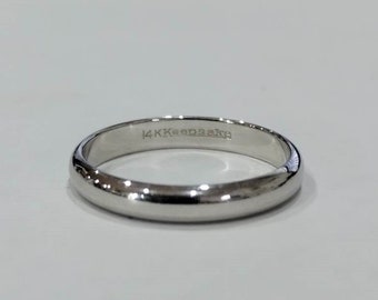 Size 7 3/4 - 3mm Solid Keepsake 14k White Gold Wedding Band