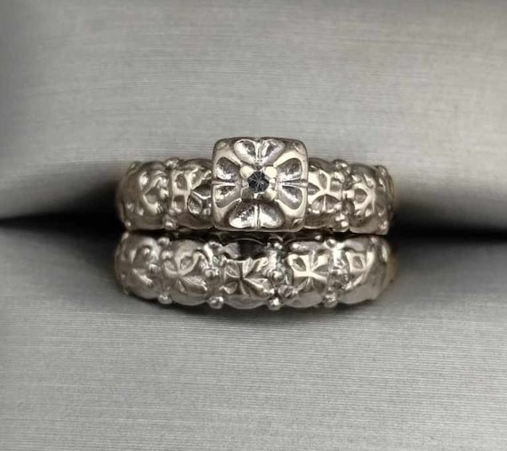 Vintage 1950's Era Diamond Bridal Set 14K Two Ton… - image 1