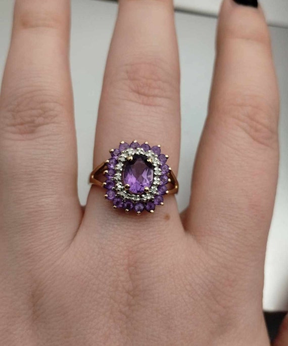 2+ CTW Natural Amethyst and Diamond Double Halo R… - image 4
