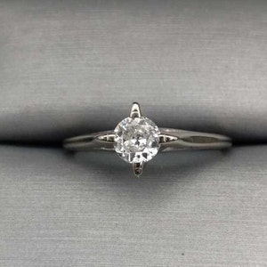 Round 0.34 Carat Natural Diamond Solitaire Engagement Ring 14k white gold size 7