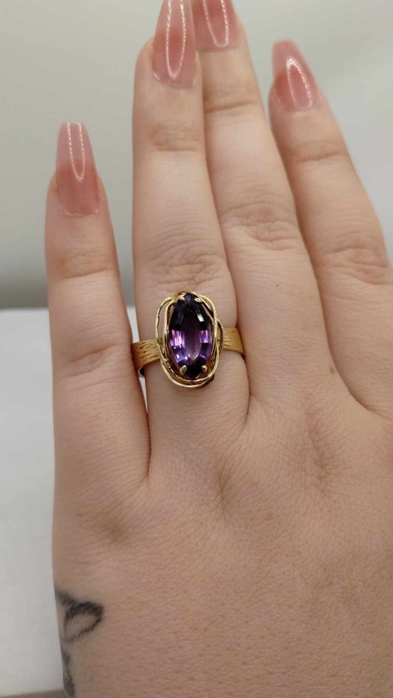 2.60 CTW Natural Marquise Amethyst Statement Ring 