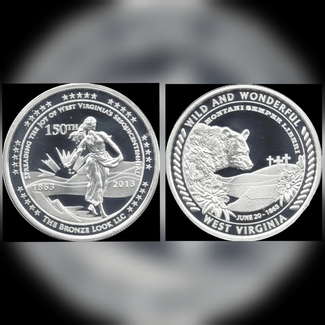Proof West Virginia 150th Sesquicentennial Heritage Medal .999, 1 Ounce