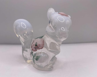 Amber Glass Squirrel on Acorn | Covered Bowl | Candy Dish