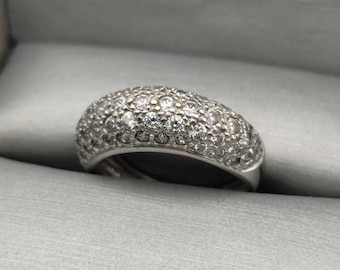 Diamonique 14K White Gold Cubic Zirconia Dome Ring