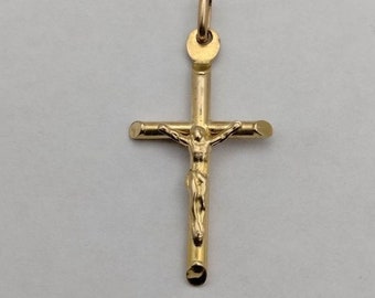 14K Yellow Gold Cross / Crucifix Pendant