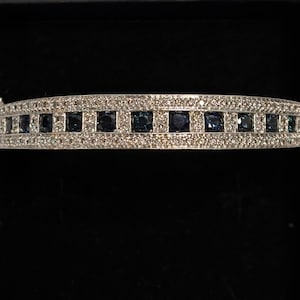 14kt White Gold Sapphire and Diamond Bangle Bracelet