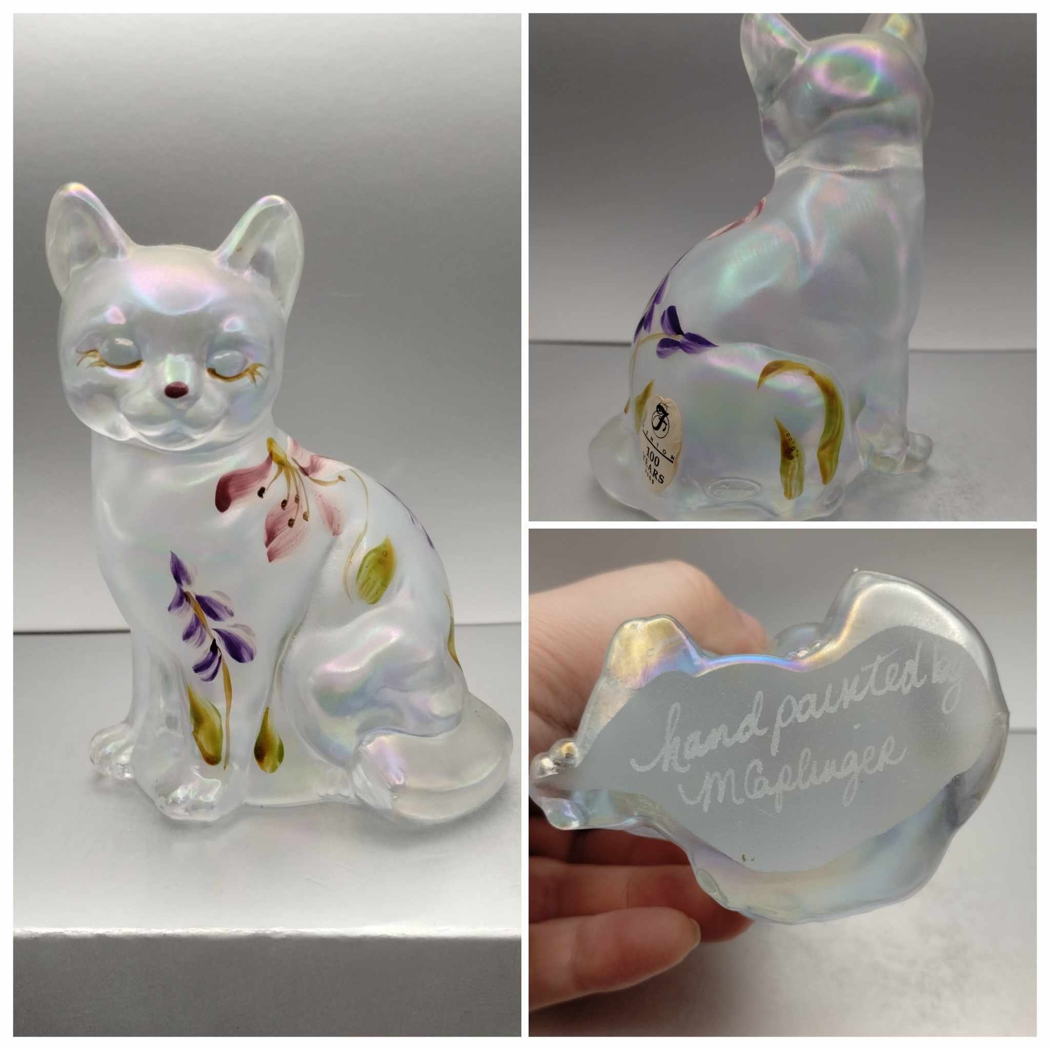 Fenton Art Glass Hand Painted Cat - Etsy
